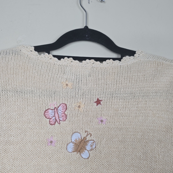 Designers studio vintage knitted butterflies & flowers cardigan size M - Picture 7 of 7